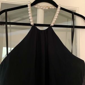Black with pearl halter neck formal dress